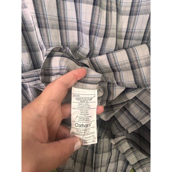 Carhartt Mens Plaid Work Shirt Cotton Heavy Duty Button Down Size 2XL - Picture 7 of 9
